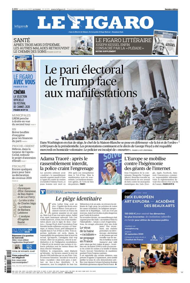 Le Figaro Une du 4 juin 2020