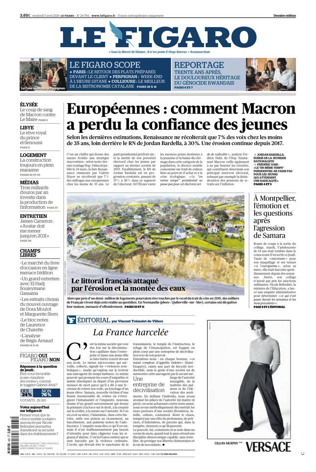 Le Figaro Une du 5 avril 2024