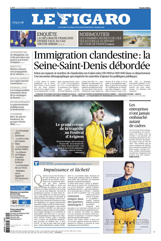 Le Figaro Une du 5 juillet 2018