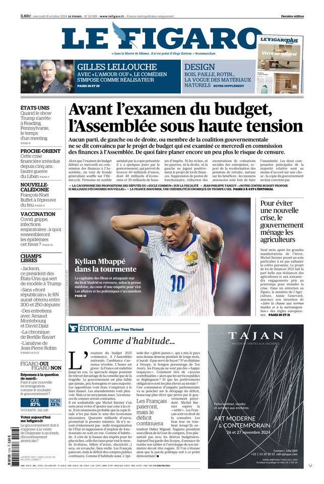 Le Figaro édition numérique du 16 octobre 2024