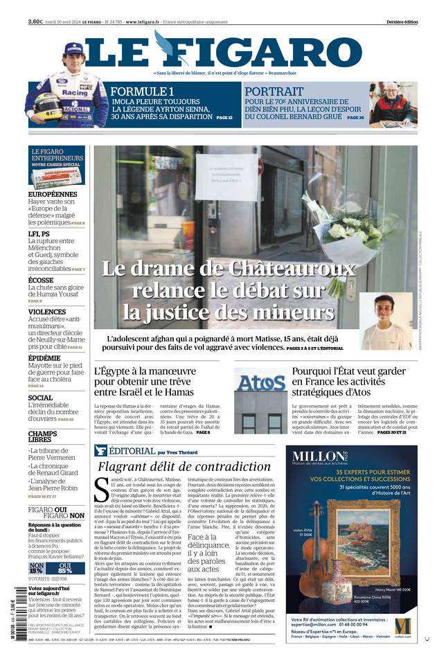 Le Figaro Une du 30 avril 2024