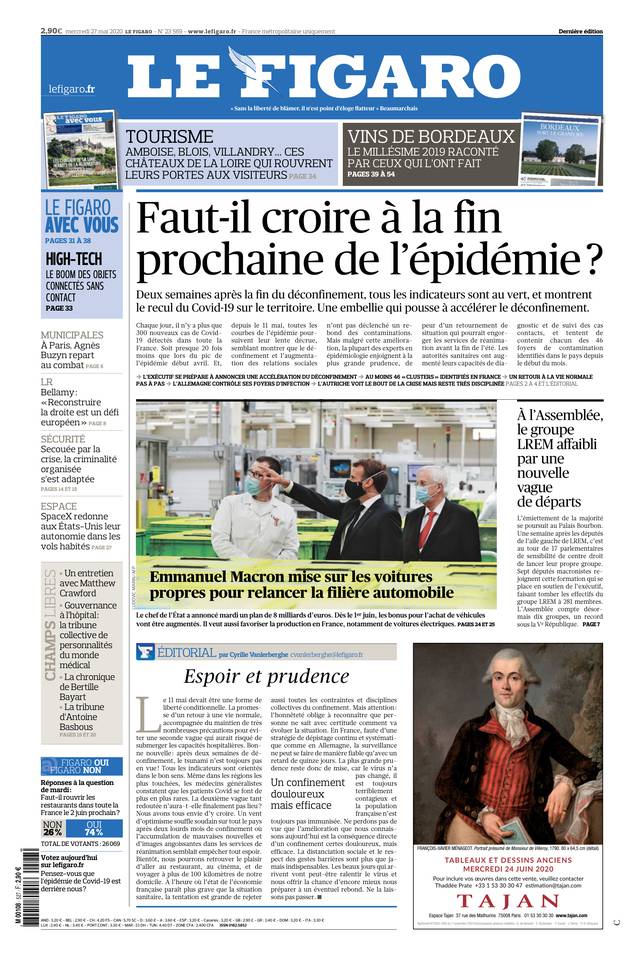 Le Figaro Une du 27 mai 2020