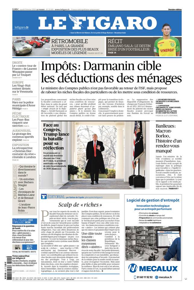 Le Figaro Une du 5 février 2019