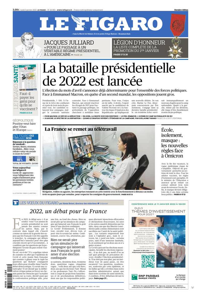 Le Figaro du 03 janvier 2022
