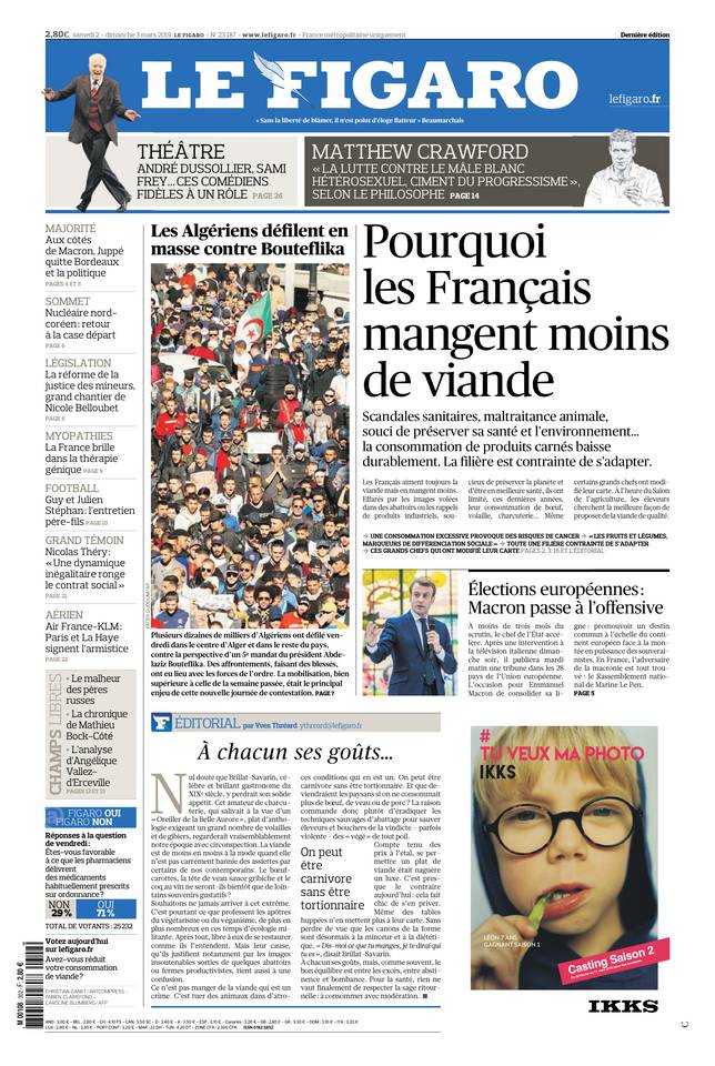 Le Figaro Une du 2 mars 2019