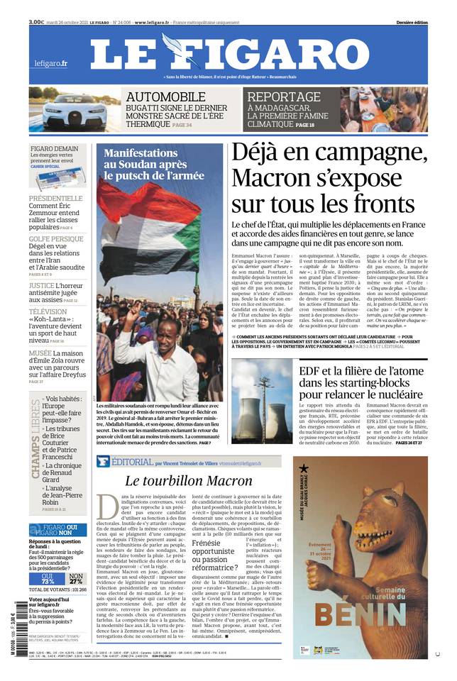 Le Figaro Une du 26 octobre 2021