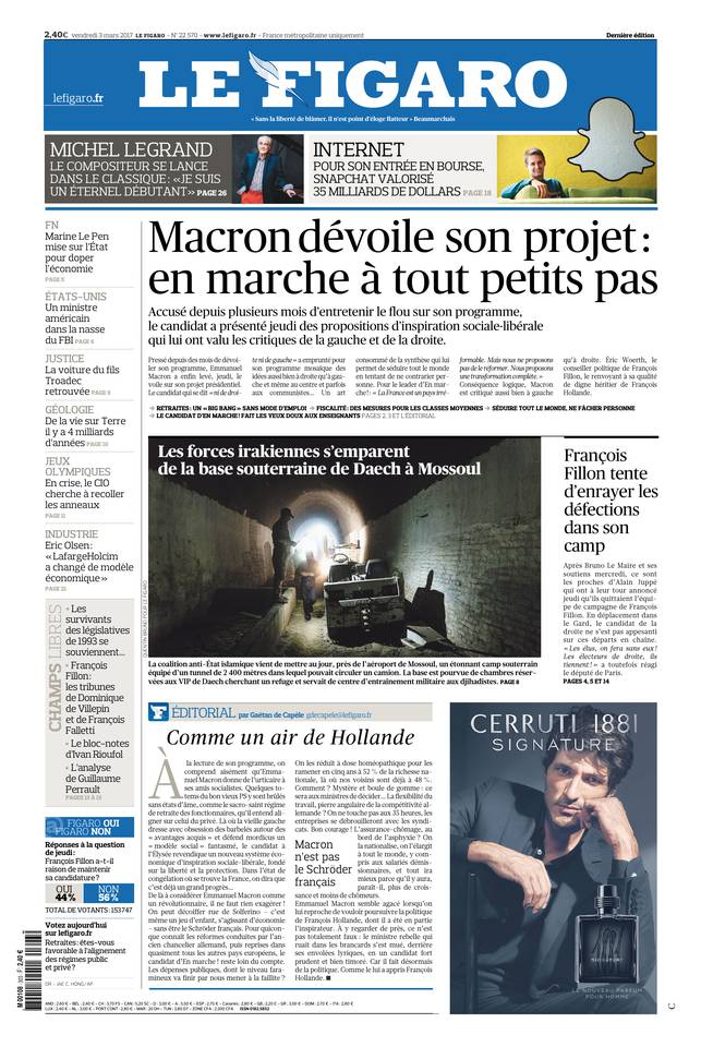 Le Figaro Une du 3 mars 2017