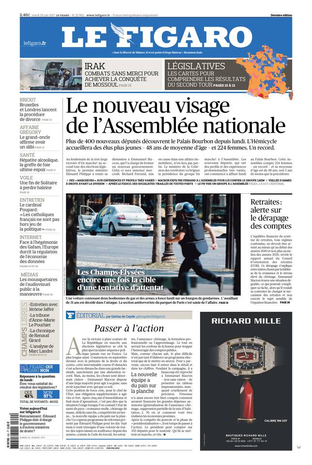 Le Figaro Une du 20 juin 2017