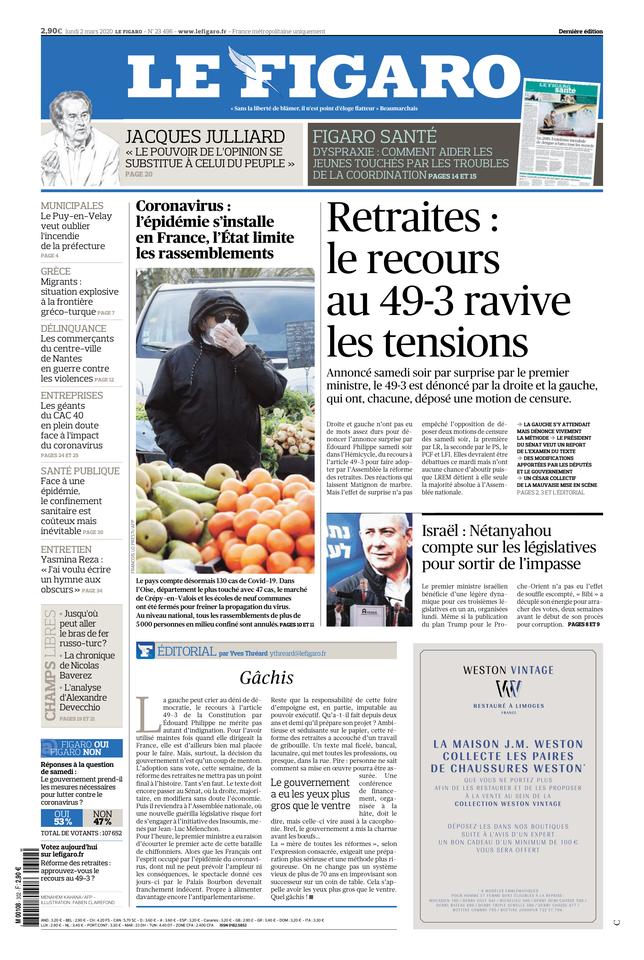 Le Figaro Journal De Droite Ou De Gauche Le Figaro du 02 mars 2020 Le Kiosque Figaro Digital