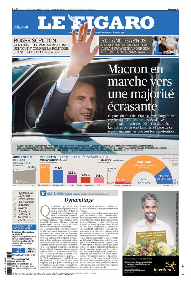Le Figaro Une du 12 juin 2017