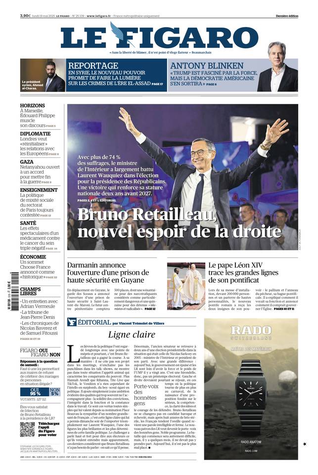 Le Figaro Une du 19 mai 2025