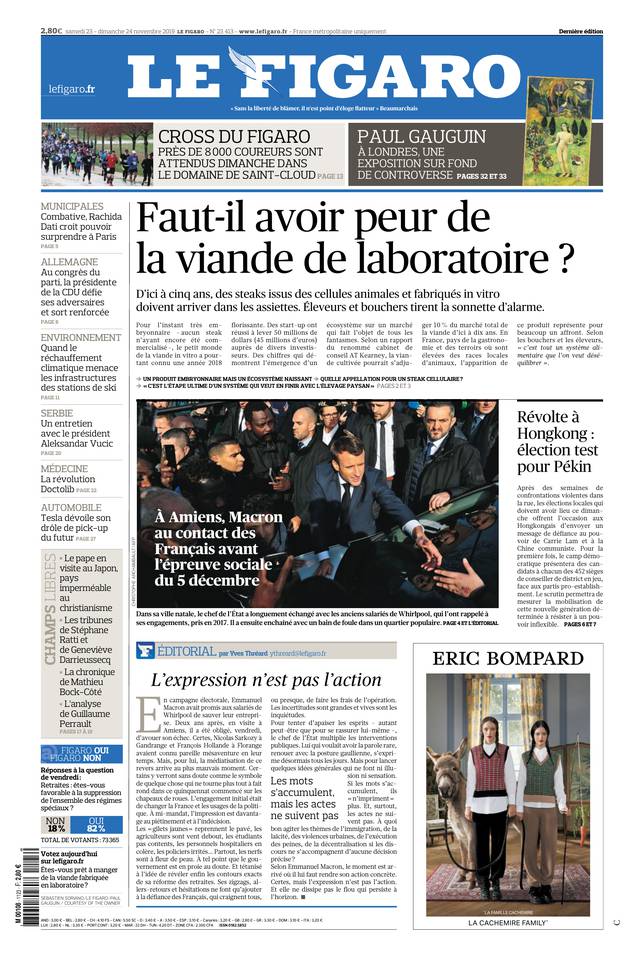 Le Figaro Une du 23 novembre 2019