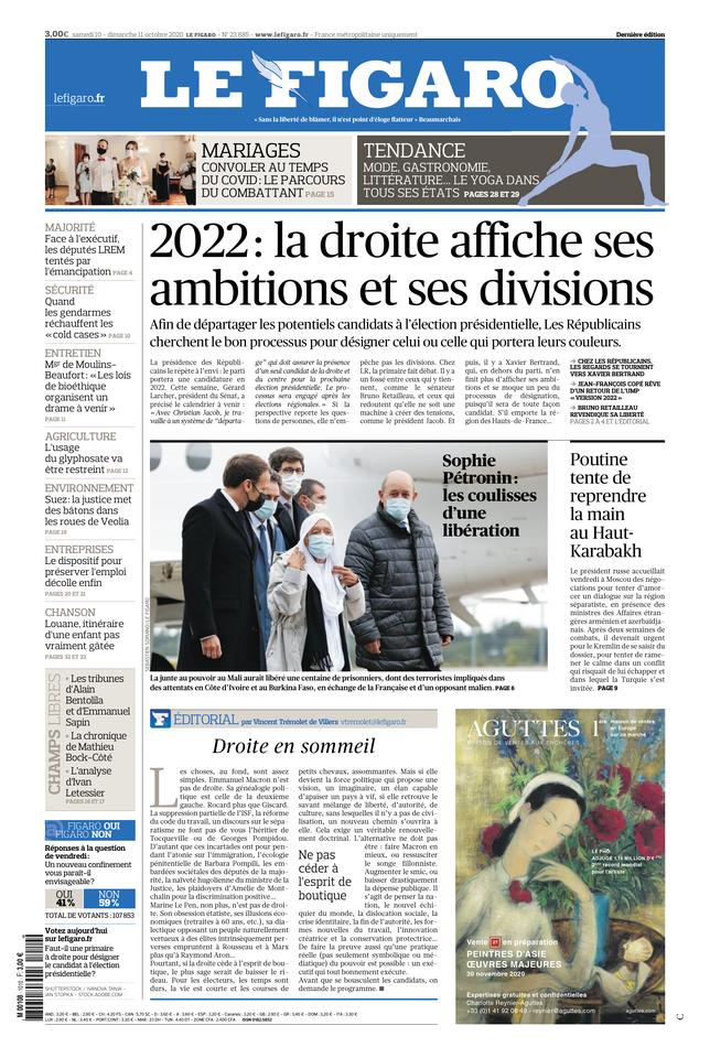 Le Figaro Journal De Droite Ou De Gauche Le Figaro du 10 octobre 2020 Le Kiosque Figaro Digital