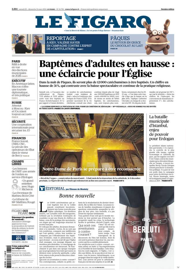 Le Figaro Une du 30 mars 2024