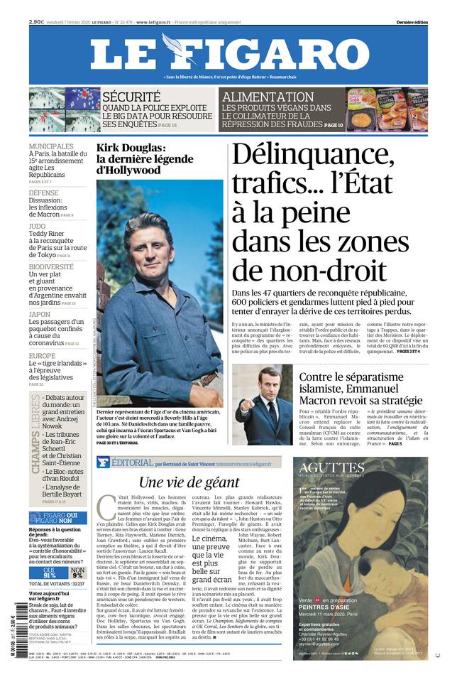 Le Figaro Une du 7 février 2020