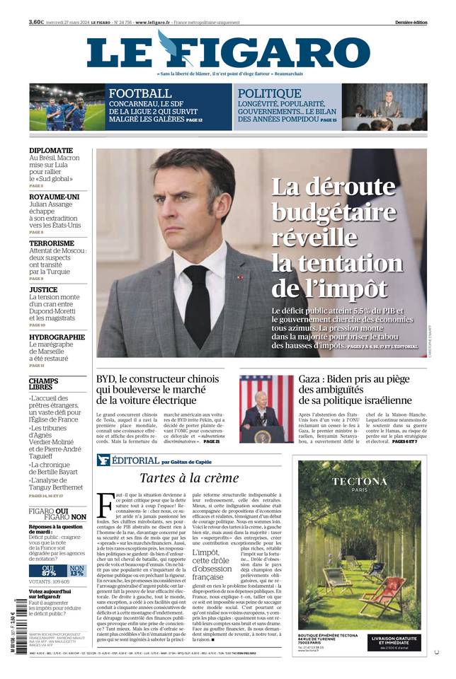 Le Figaro Une du 27 mars 2024