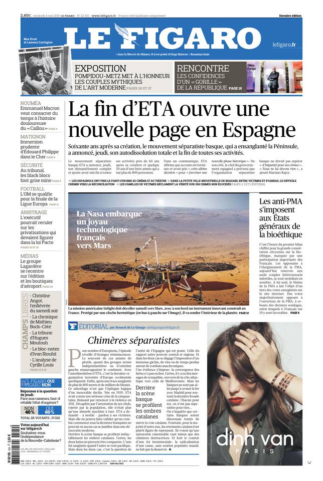 Le Figaro Une du 4 mai 2018