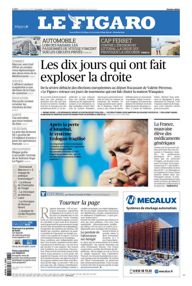 Le Figaro Une du 25 juin 2019