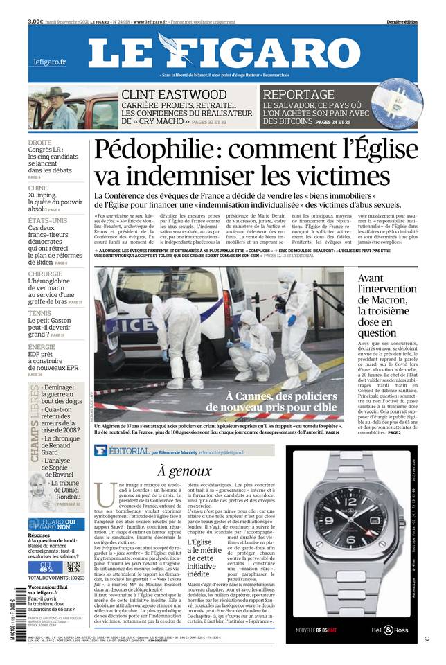 Le Figaro Une du 9 novembre 2021