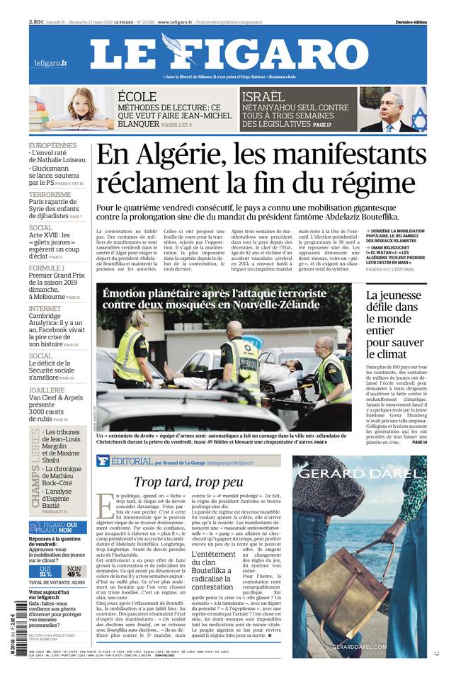 Le Figaro Une du 16 mars 2019