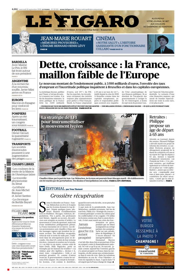 Le Figaro Une du 30 septembre 2026