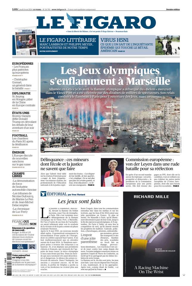 Le Figaro Une du 9 mai 2024