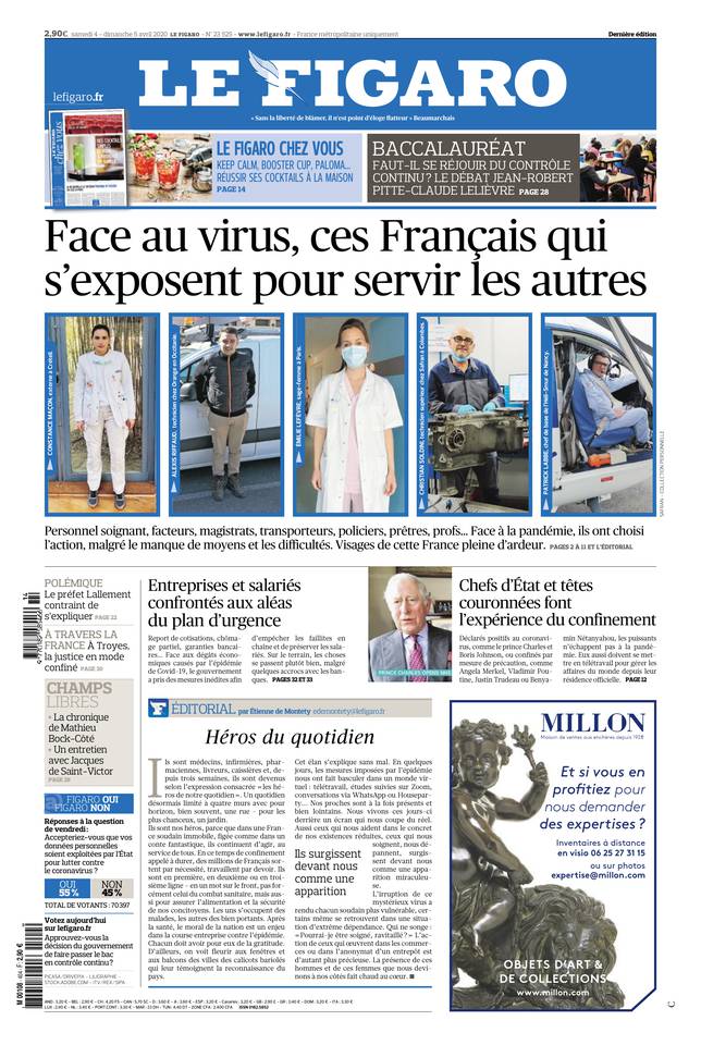 Le Figaro Une du 4 avril 2020