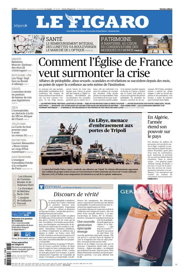 Le Figaro Une du 6 avril 2019