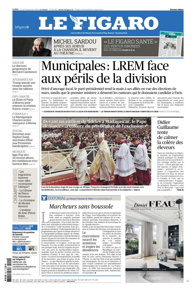 Le Figaro Journal De Droite Ou De Gauche Le Figaro du 09 septembre 2019 Le Kiosque Figaro Digital