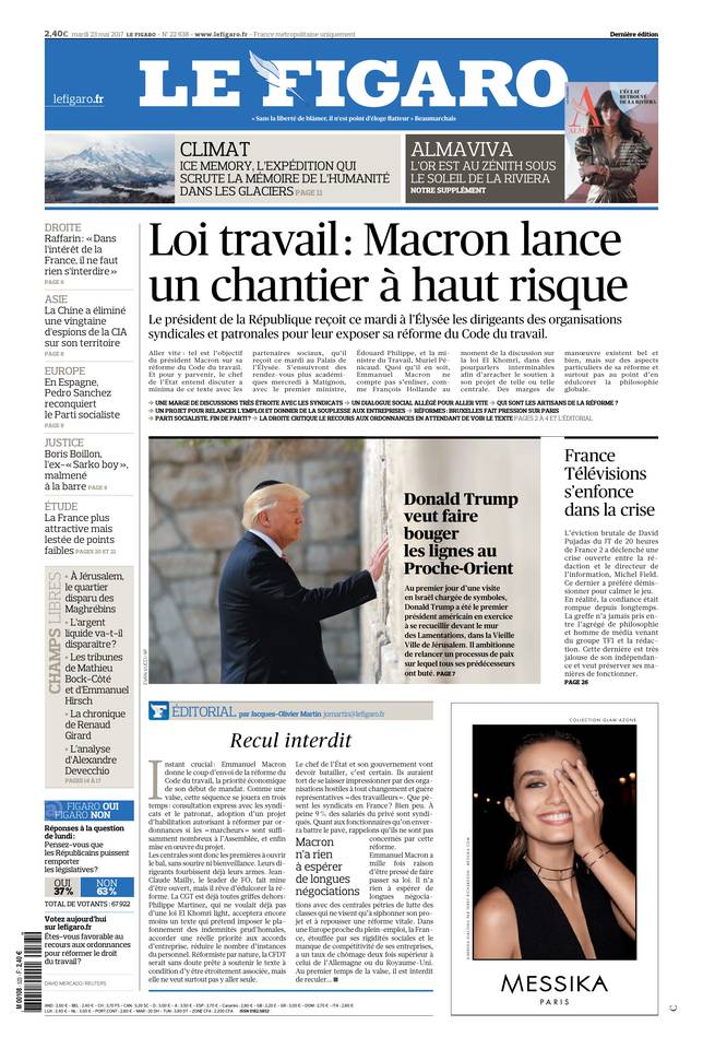 Le Figaro Une du 23 mai 2017