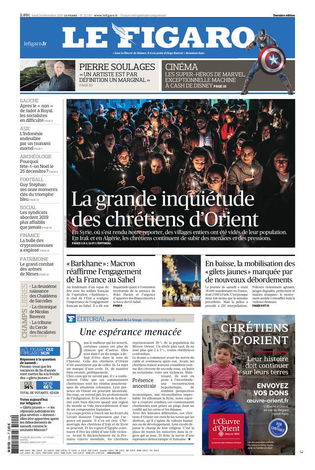 Le Figaro Une du 24 décembre 2018