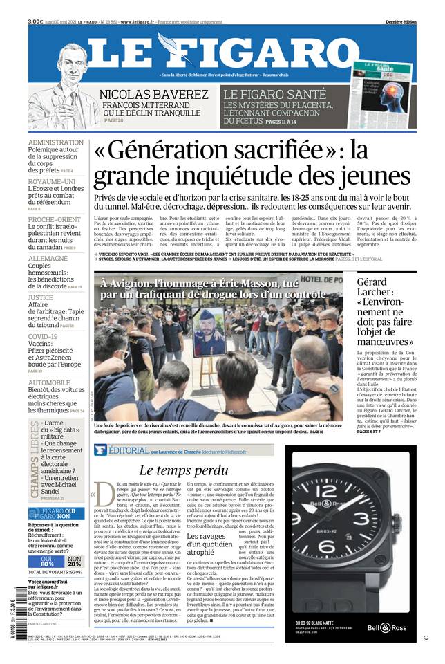 Le Figaro Une du 10 mai 2021