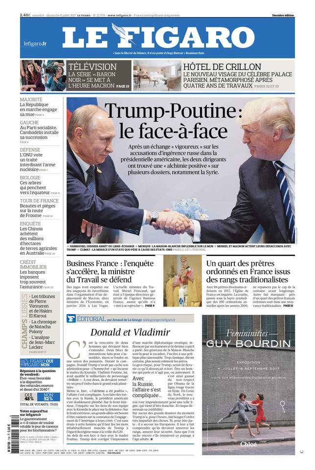 Le Figaro Une du 8 juillet 2017