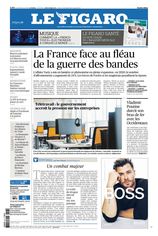 Le Figaro Une du 8 février 2021