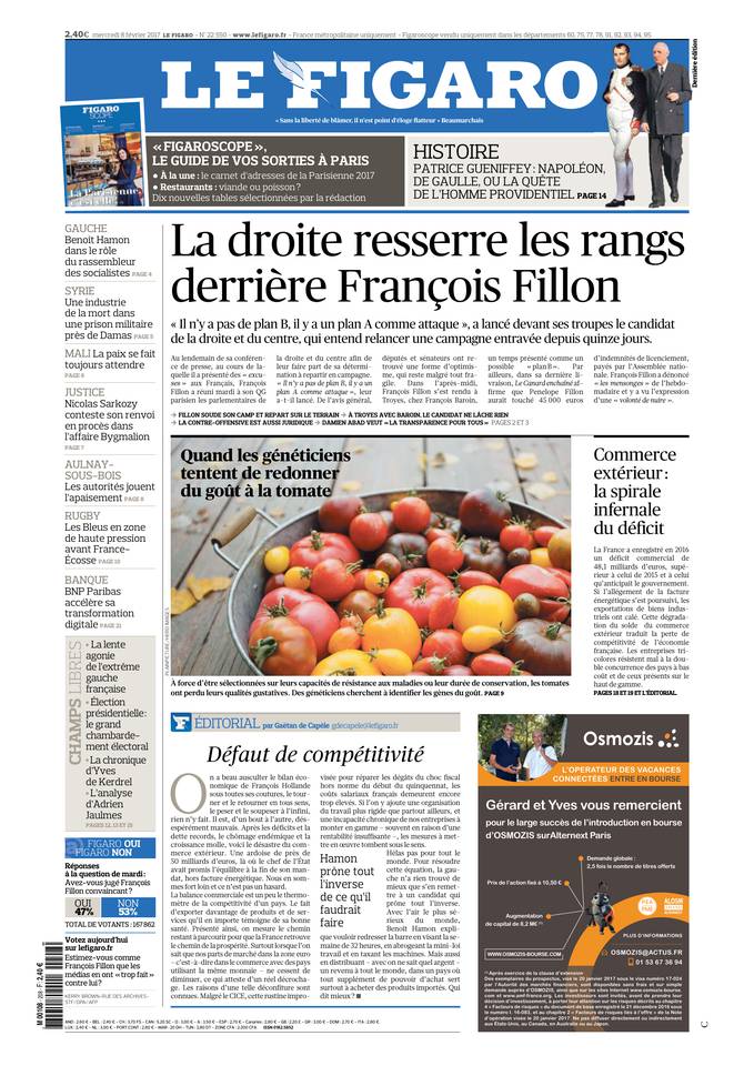 Le Figaro Une du 8 février 2017