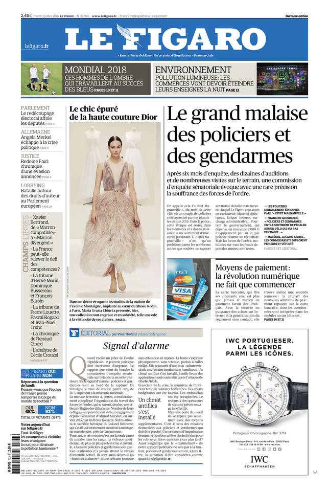 Le Figaro Une du 3 juillet 2018