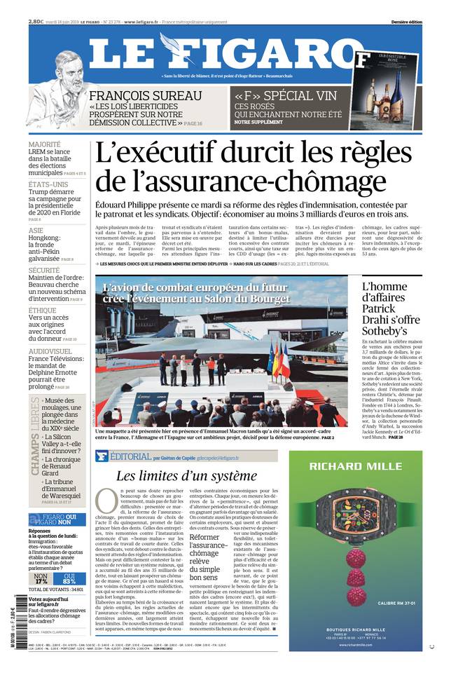 Le Figaro Une du 18 juin 2019