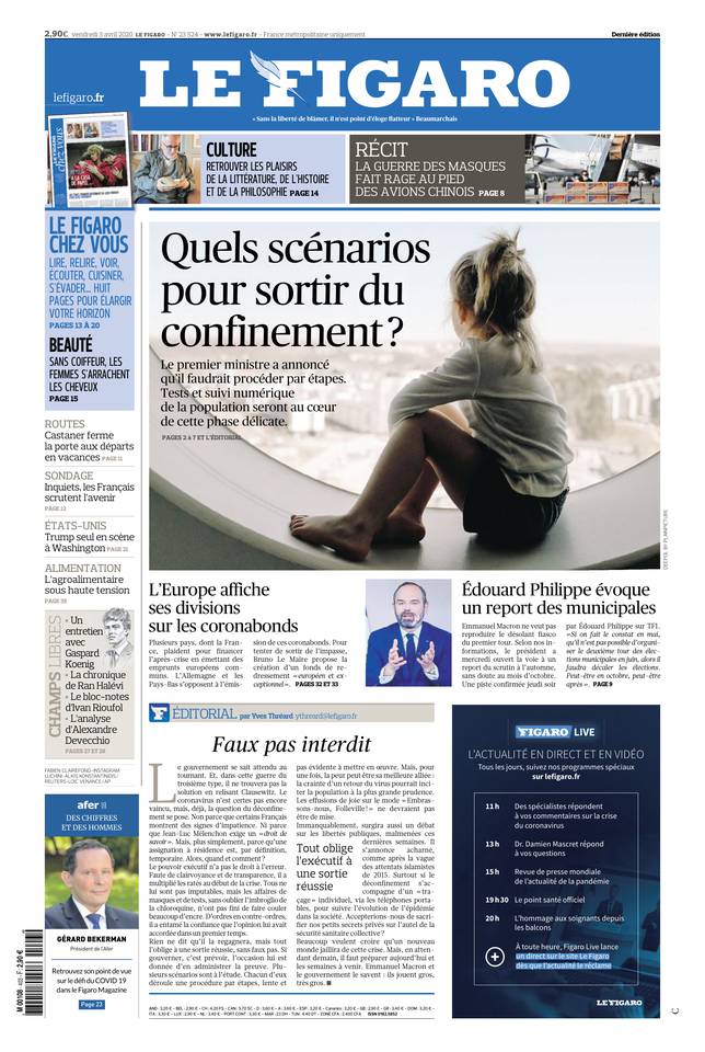 Le Figaro Une du 3 avril 2020