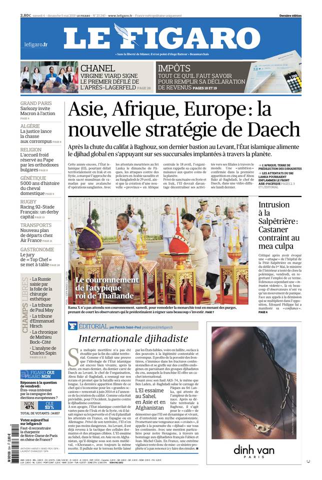 Le Figaro Une du 4 mai 2019