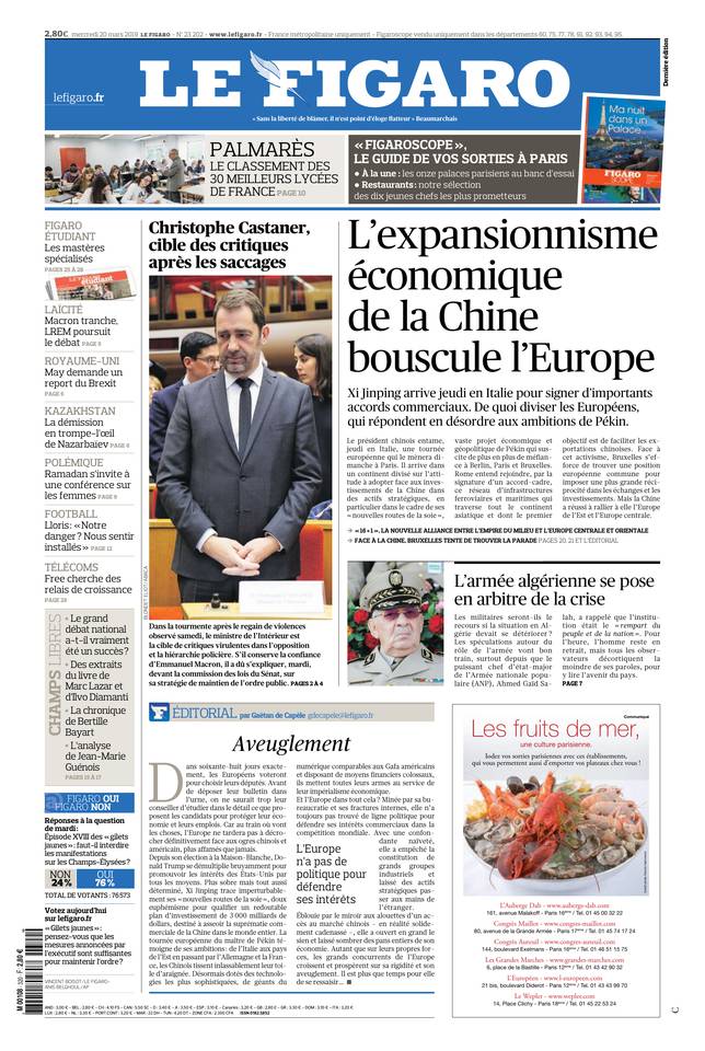 Le Figaro Une du 20 mars 2019