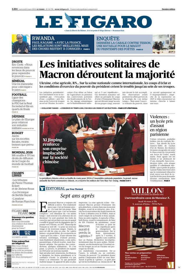 Le Figaro Une du 6 mars 2024