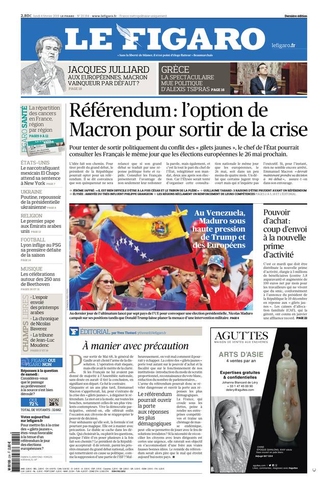 Le Figaro Une du 4 février 2019