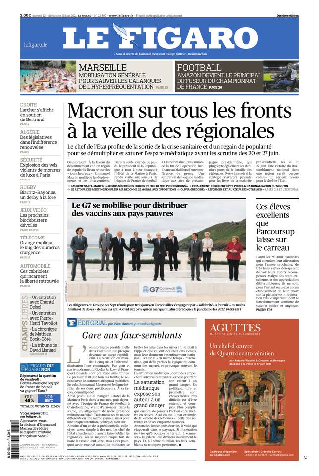 Le Figaro Une du 12 juin 2021