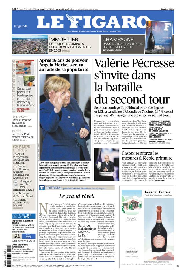 Le Figaro Une du 7 décembre 2021