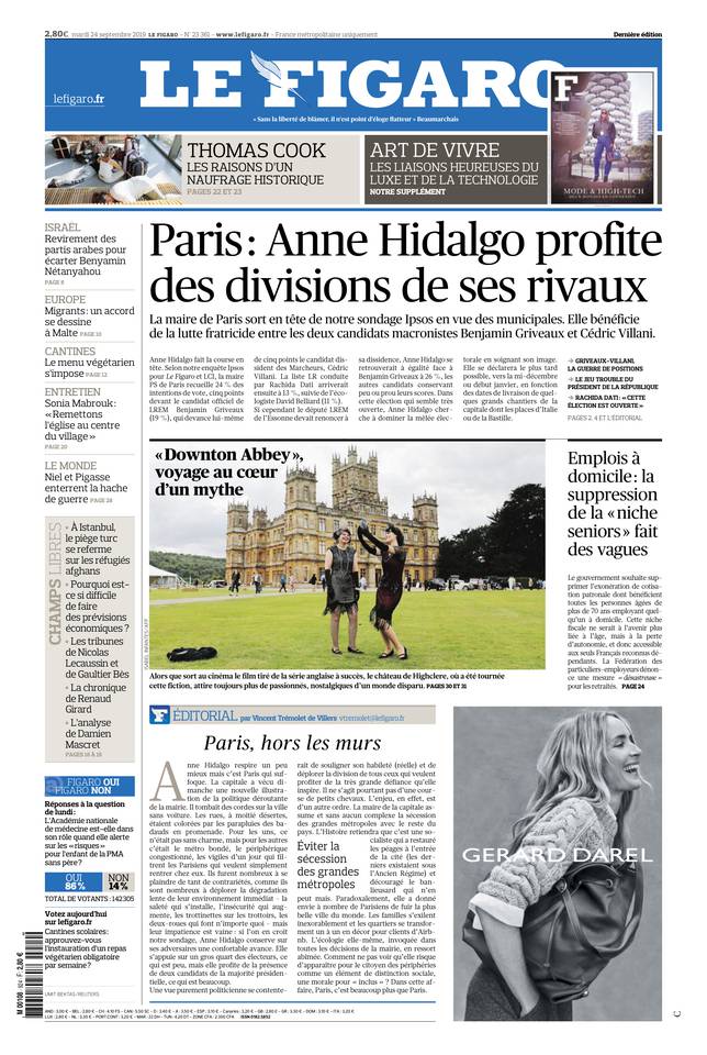 Le Figaro Une du 24 septembre 2019