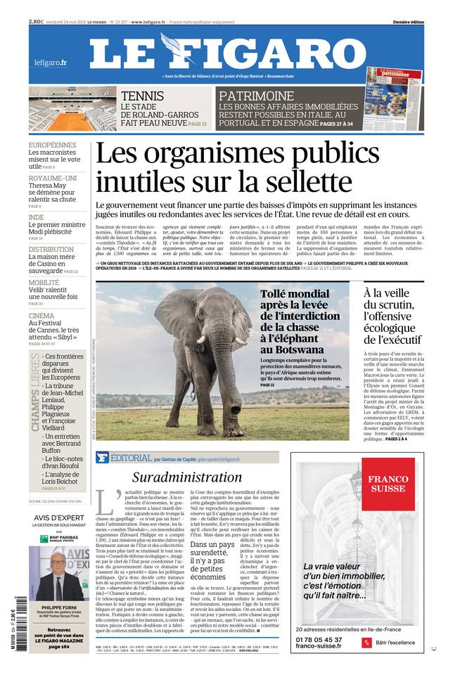 Le Figaro Une du 24 mai 2019