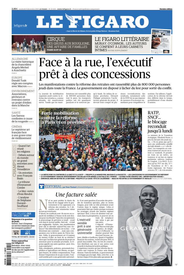 Le Figaro Une du 6 décembre 2019