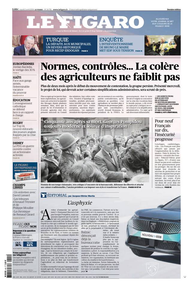 Le Figaro Une du 2 avril 2024