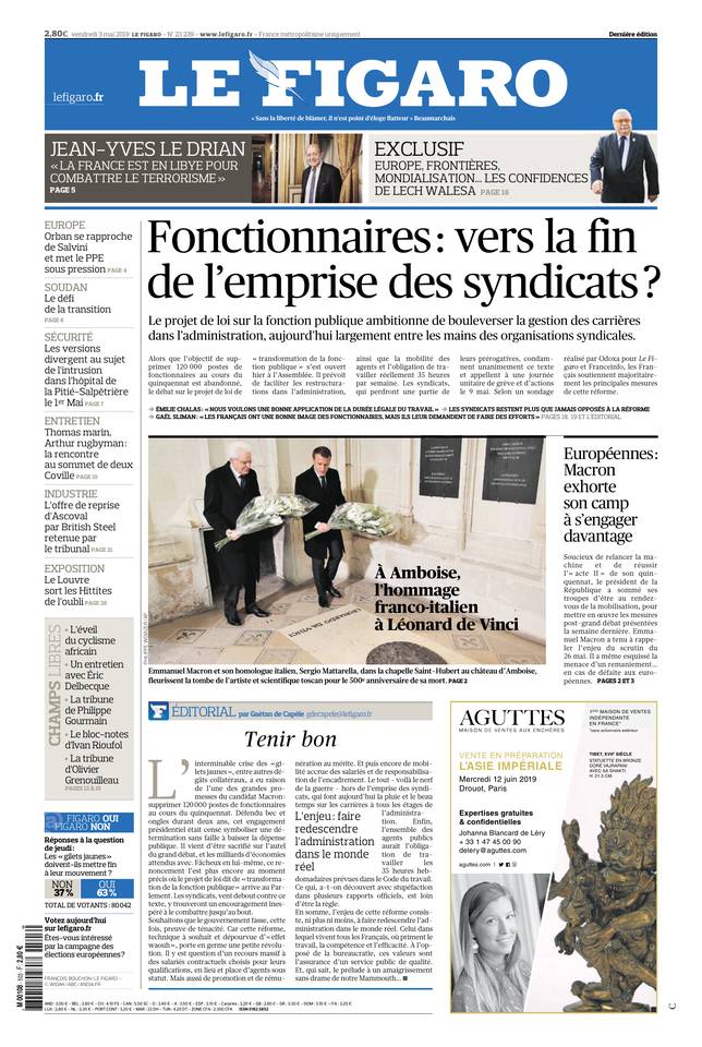 Le Figaro Une du 3 mai 2019