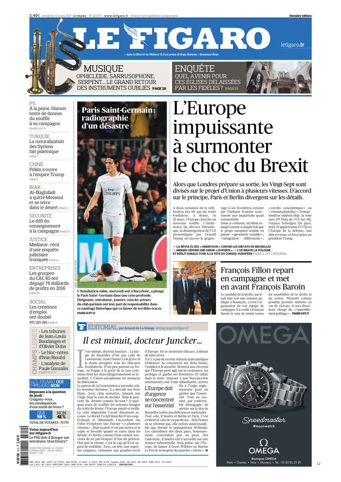 Le Figaro Une du 10 mars 2017